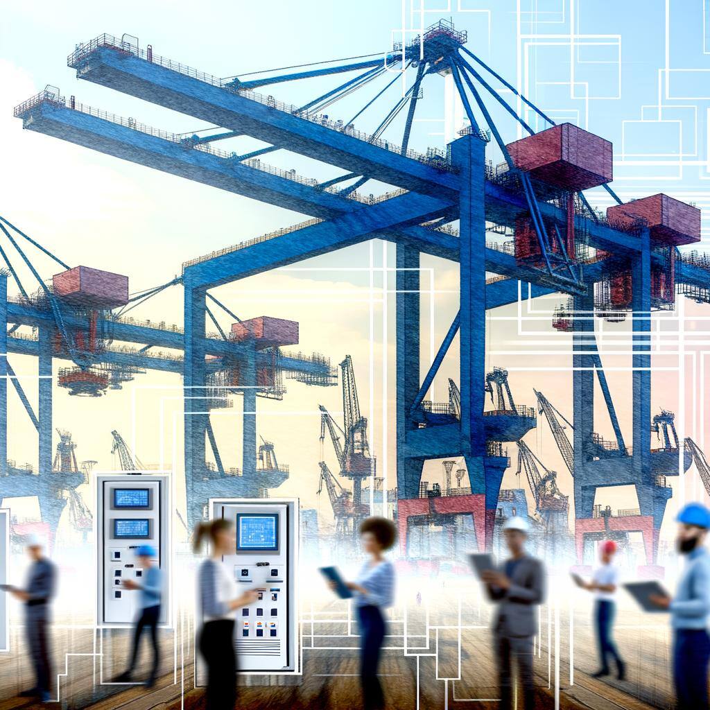 Complex remote access management to industrial cranes at a port